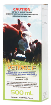 Vetmec F Broad Spectrum Antiparisitic Cattle Injection 500mL
