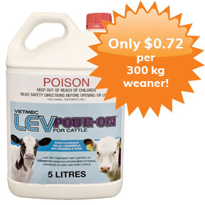 Vetmec-LEV-Pour-on-for-cattle-5L-Only-72-cents-per-300-kg-weaner